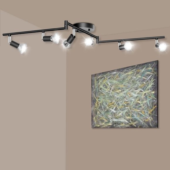 6 Lights LED Track Lighting Kit, Foldable Ceiling Spot Lighting with Fle - Picture 1 of 9